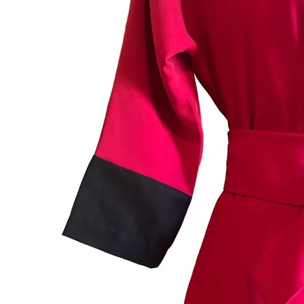 Red Black Womens Small Custom Made Fit N‎ Flare Retro Pleat Front Dress OOAK - Image 5