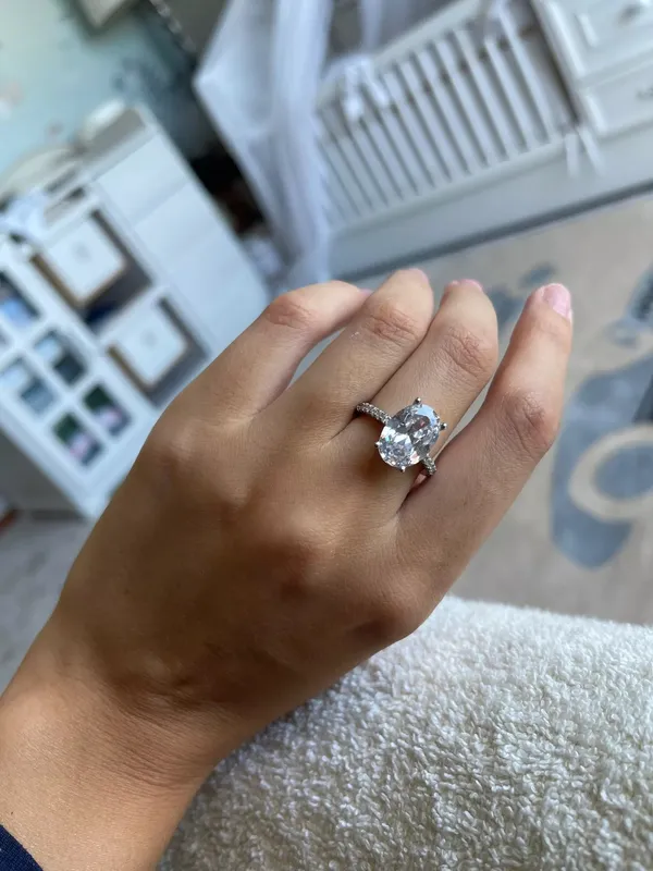 3Ct Diamond Oval Solitaire Ring All Sizes 925 Silver Bridal Wedding Logo Luxury Engagement Cz Bling 4.5 5 6 7 8 9 10 New 925 - Image 5
