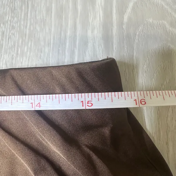 The Drop silky slip skirt midi chocolate‎ brown satin workwear minimalist large - Image 5