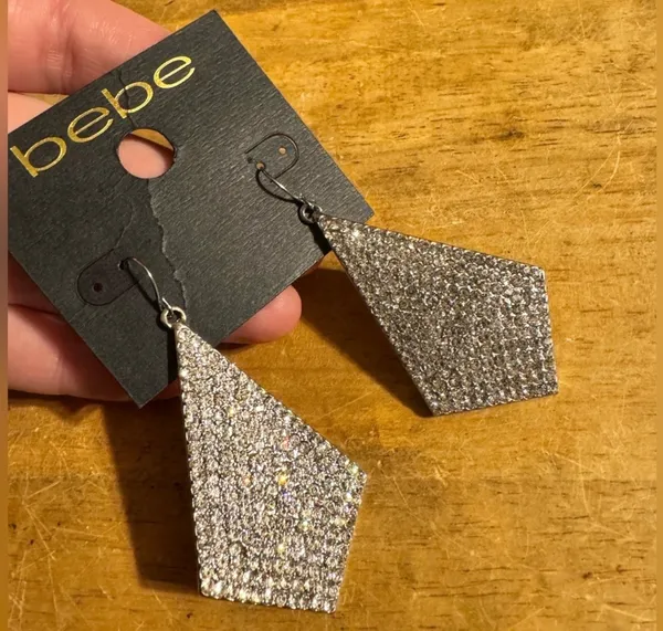 Bebe Dangle Rhinestone Statement Earrings - Image 3