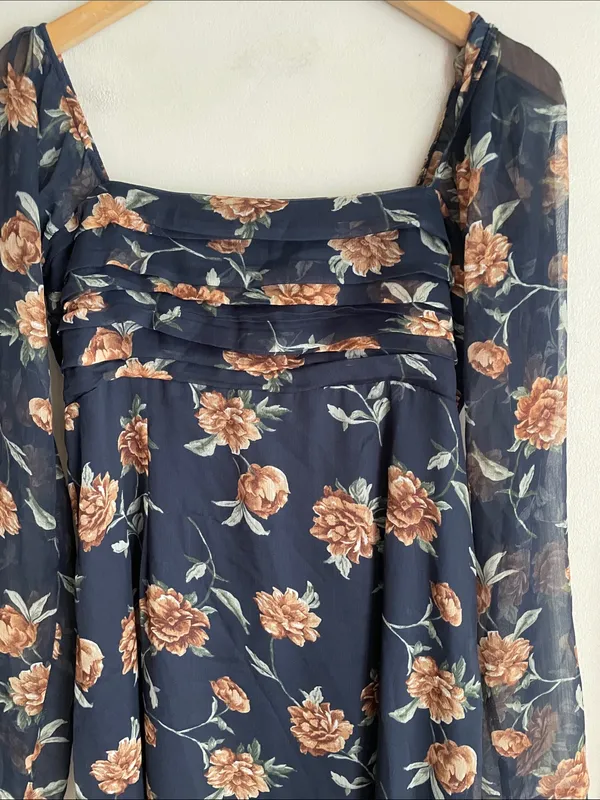 Abercrombie & Fitch Emerson Chiffon Long Sleeves Midi Floral Dress - Image 5