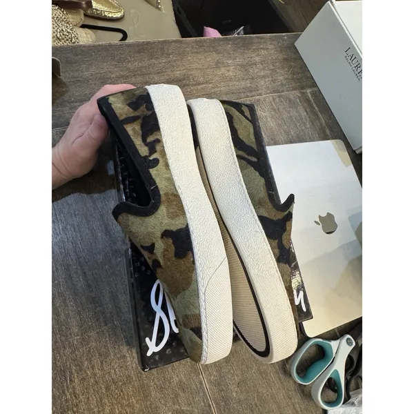 Sam Edelman Becker Camouflage Calf Hair Sneakers Womens Size 8.5 Slip On - Image 6
