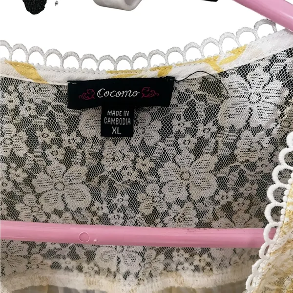 Cocomo Floral Lace Top - Cream and Yellow - Image 2