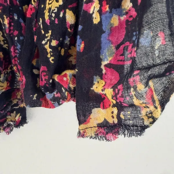 Free People Floral Gauze Cotton‎ Boho Peasant Top Oversized Ruffle Raw Sz Medium - Image 12