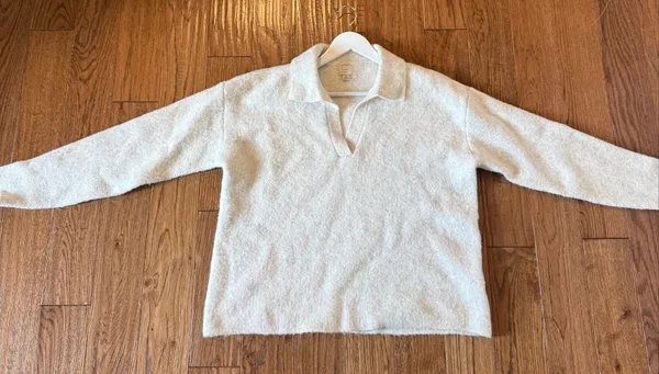 A New Day oatmeal collared polo sweater size small - Image 6