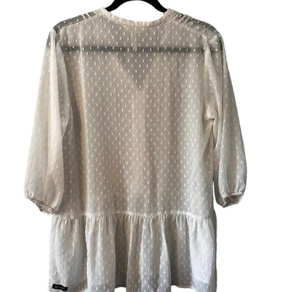 Matilda Jane Cream‎ Swiss Dot Light the Way Tunic Sheer Button up Size Medium - Image 2