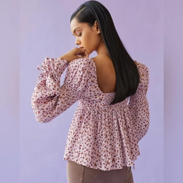 Urban Outfitters NWOT Allie Tie Sleeve Sleeve Blouse Floral Print Size S - Image 4