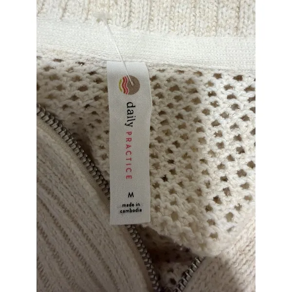 Anthropologie Daily Practice Half-Zip‎ Oversized Pullover Sweater Cream Medium - Image 10