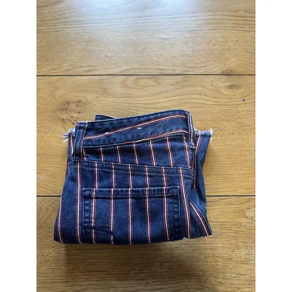 American Eagle Women Size‎ 6 Mid Rise Pinstripe Mini Jean Skirt Super Stretch - Image 15