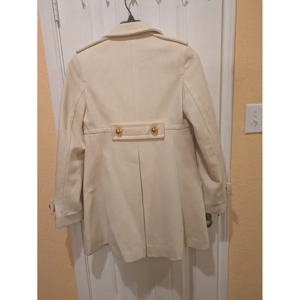 Womens ~Via~ Ivory Wool Peacoat Lined Long Sleeve Jacket Size M - Image 14