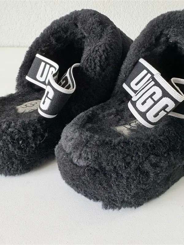 UGG Fluff Yeah Slide Women's Sheepskin Slipper Sandals Black Size 9 - Image 6