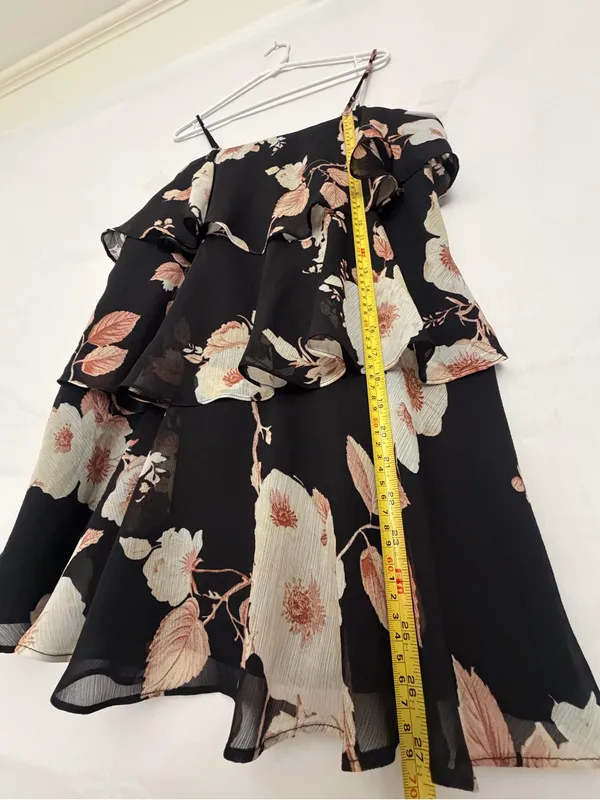 A New Day M Floral Tiered Cami Dress Black Cream Spaghetti Strap NWT(A922) - Image 5