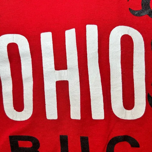 Vintage Ohio State Buckeyes Crop Top Graphic T-Shirt Single Stitch Brutus USA - Image 4