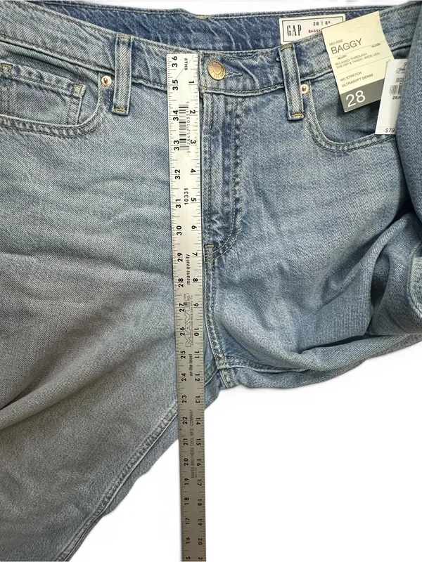 GAP Baggy Mid Rise Jeans Women’s 28/6 Regular Light Wash Wide Leg NWT $79.95 - Image 6
