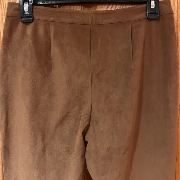 Abercrombie &‎ Fitch Faux Vegan Suede High Rise Ankle Zip Pants Caramel Size 4 - Image 5