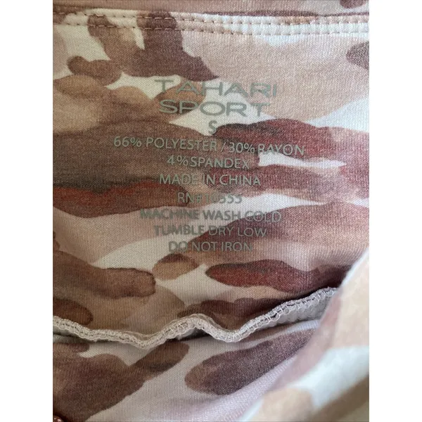 Tahari Sport Camo Joggers Womens Size S Pink Brown Ruched Ankle Athleisure Pants - Image 6