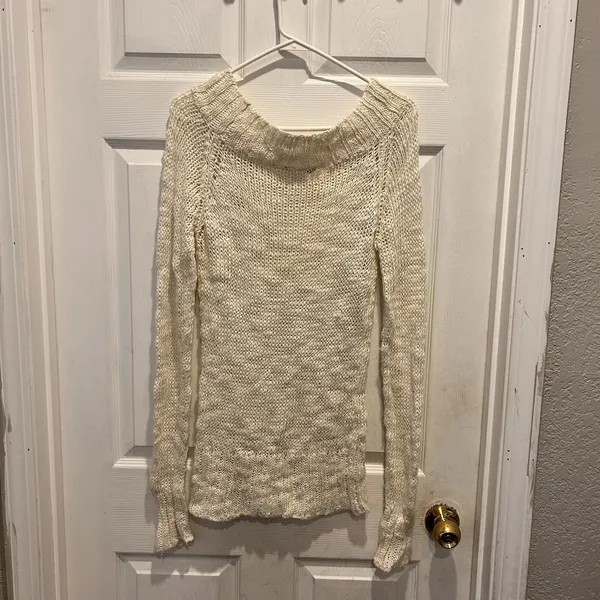 VTG Unionbay Womens Cream Loose Knit Long Sleeve Ramie Blend‎ Sweater Size Large - Image 7