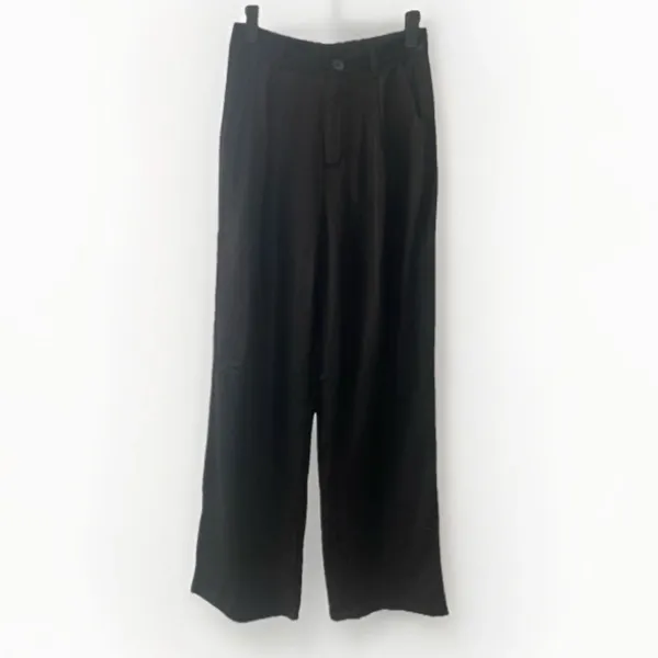 Le Lis Wide Leg Satin Pants High Rise Dress Trousers Black Womens S Going out - Image 3