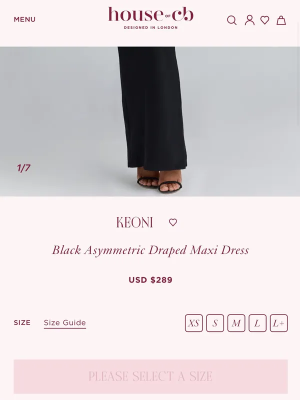 House of CB Keoni Blacl Asymmetric Draped Maxi dress nwot size XS $289 - Image 5
