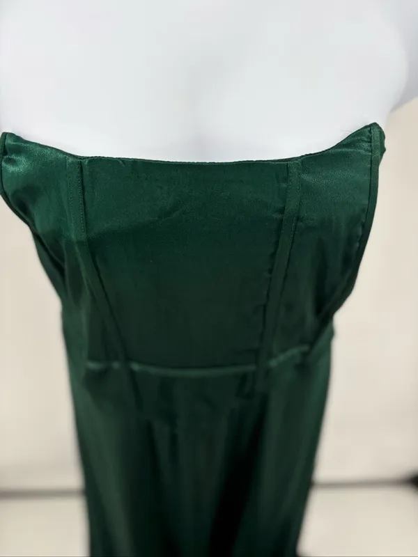 Lulus Extraordinary Presence Satin Strapless Maxi Dress 2X Dark Green NWT - Image 9