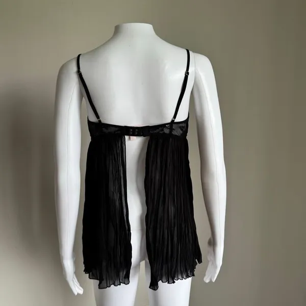 Victoria’s Secret Dare To Lace Pleated Babydoll Dress Nightie Size M Black - Image 5