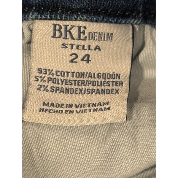 BKE Stella Distressed Denim Shorts Micro Mini Y2K Frayed Hem Size 24 Low Rise - Image 3
