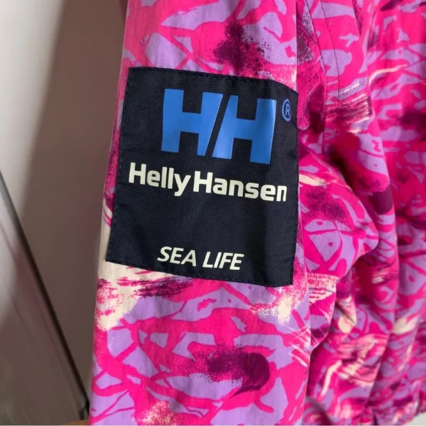 Helly Hansen Vintage 90s pink sea life floral bomber jacket size large‎ women Norway - Image 6