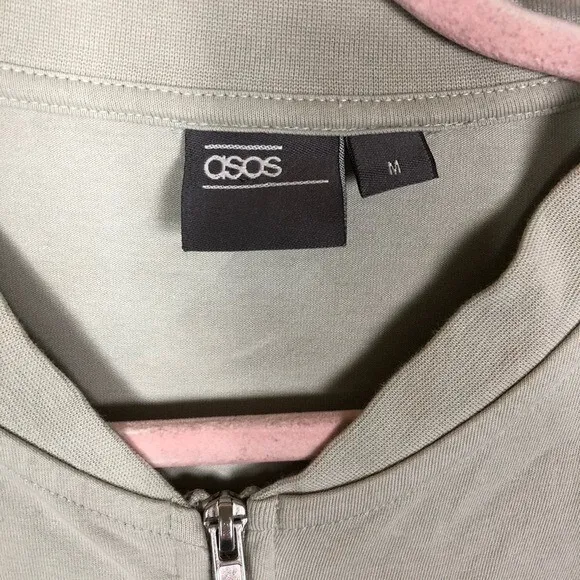 ASOS women's Gray Bomber Style Zip‎ Up Cardigan Jacket Size Medium - Image 4