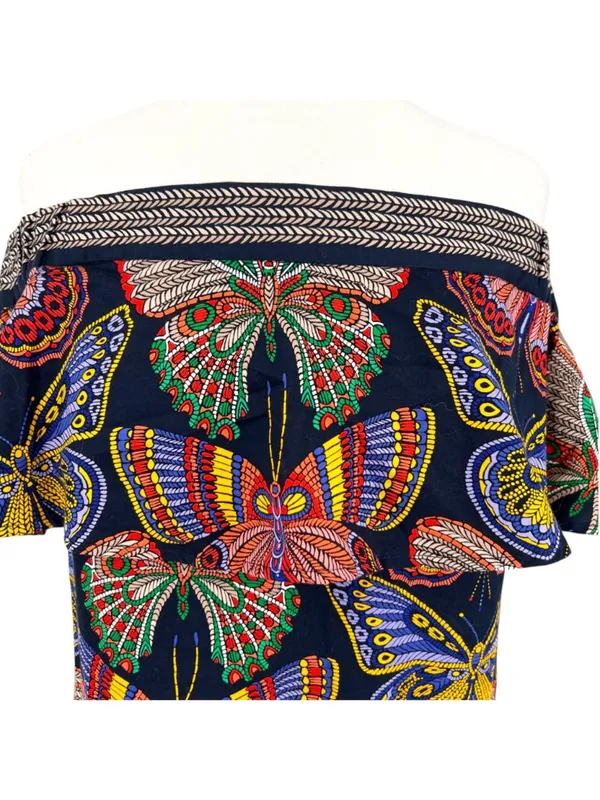 Trina Turk Resort Welton Butterfly Off-Shoulder Dress Multicolor Size Medium - Image 7