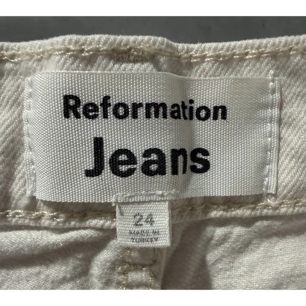 Reformation Jeans Womens 24” White Denim Amy High Rise Straight Leg - Image 3