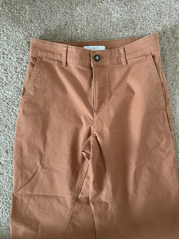 Loft High-Rise Wide Leg Cropped Ankle Curved Wrap Seam Utility Pant Terracotta - Image 2