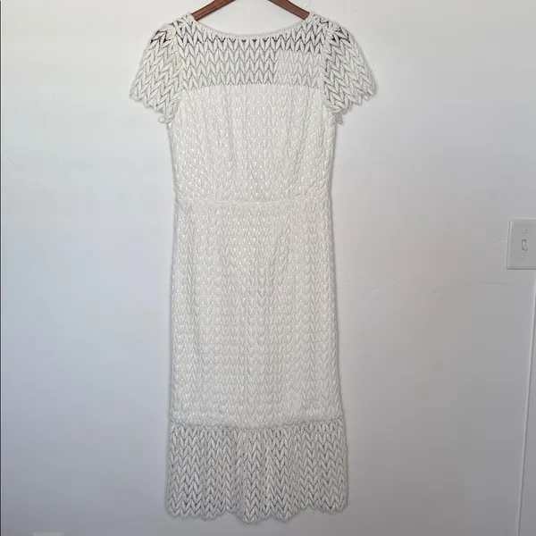 Kay Unger Tatum White Lace Illusion Sheath Midi Dress Size 4 NWT - Image 3