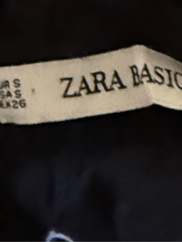 Zara‎ Basic Black Eyelet Embroidery Ruffle Mini Dress Small Boho Puff Sleeve - Image 2