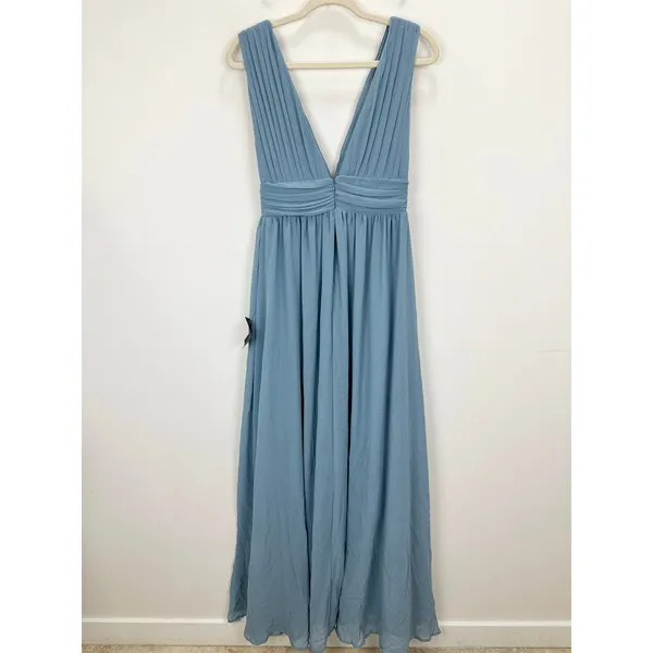 Lulus Heavenly Hues Light Blue Maxi Dress Chiffon Bridesmaid Formal Small NWT - Image 11