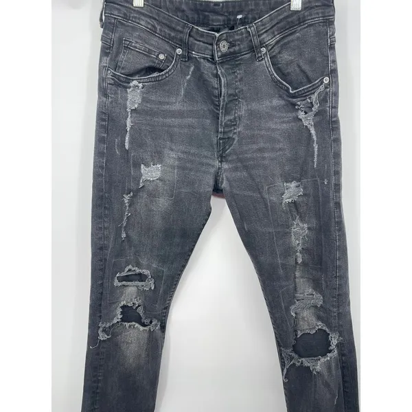 H&M Distressed Denim Jeans‎ - Edgy Chic Style size 34 - Image 2