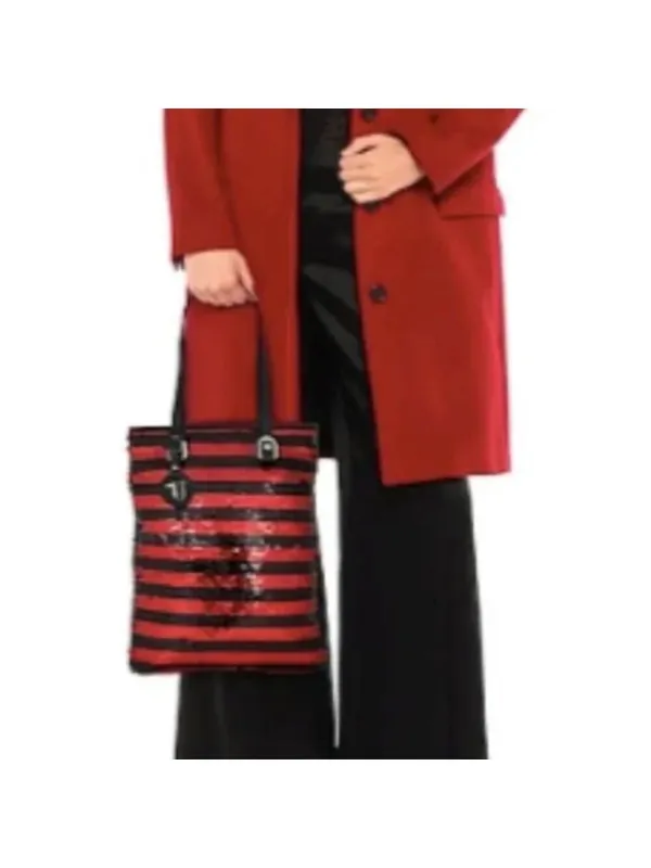Trussardi Jeans sequins stripped Handbag red and black - Image 3