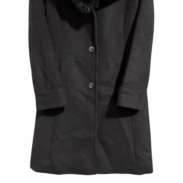 Lauren Ralph Lauren‎ Faux-Fur-Collar Wool Blend Coat Black Women's Size 4 - Image 5