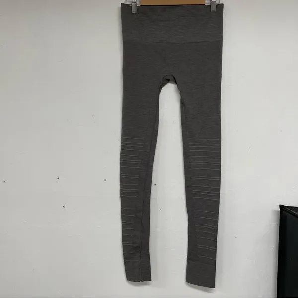Blanqi Maternity Grey Ribbed Moto Lowrise Full Length Womens Leggings Womens M - Image 5