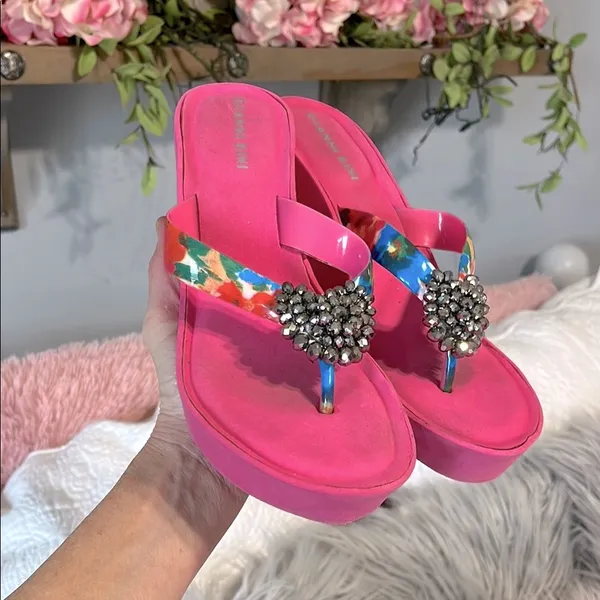 Gianni Bini Pink Jeweled Sandals - Image 2
