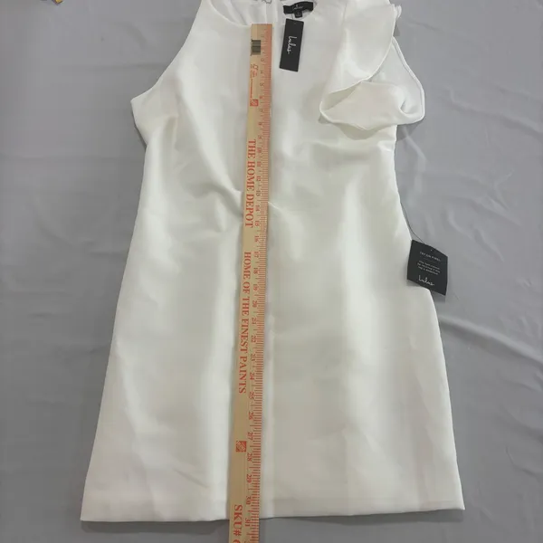 Lulus White One Shoulder Ruffle Mini Dress‎ Cocktail Bridal Size L - Image 11