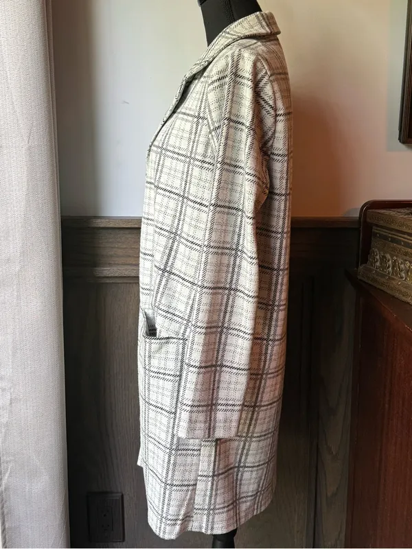 MELLODAY Black & Off White Plaid Open-Front cardigan - Image 2