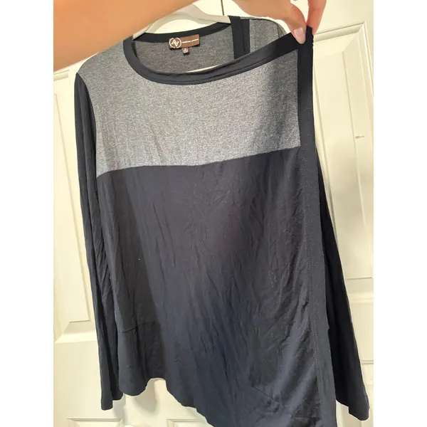 Adrienne Vittadini Women's Draped Open Front Cardigan Black Gray XL - Image 5