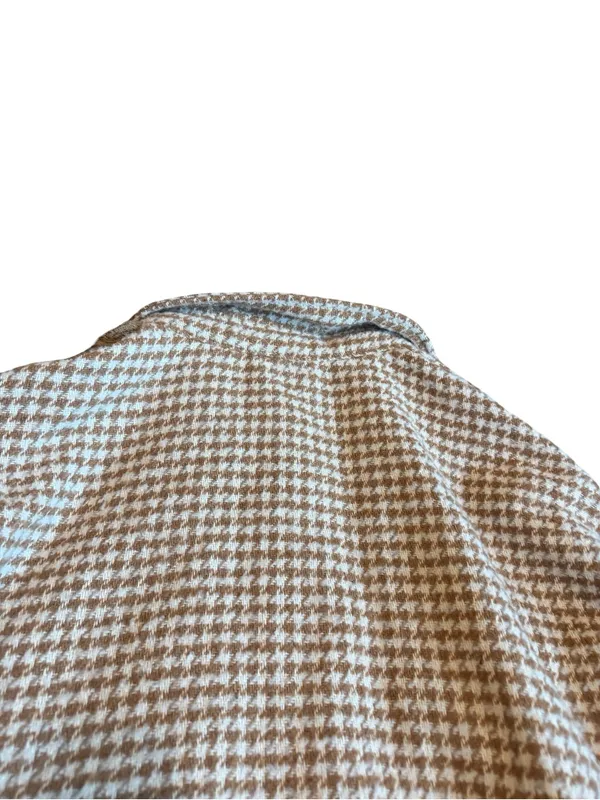 POL Pieced Houndstooth Panel Shacket Mocha Multi Patch Relaxed Fit Size Large - Image 8