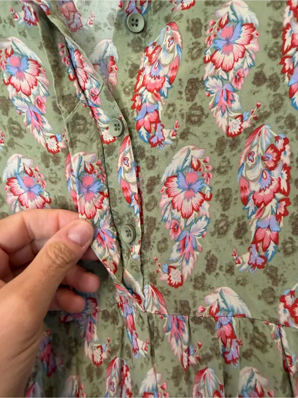 Natural Life Long Maxi Floral Cottage Core Dress XS Prairie Feminine Short Sleev - Image 7