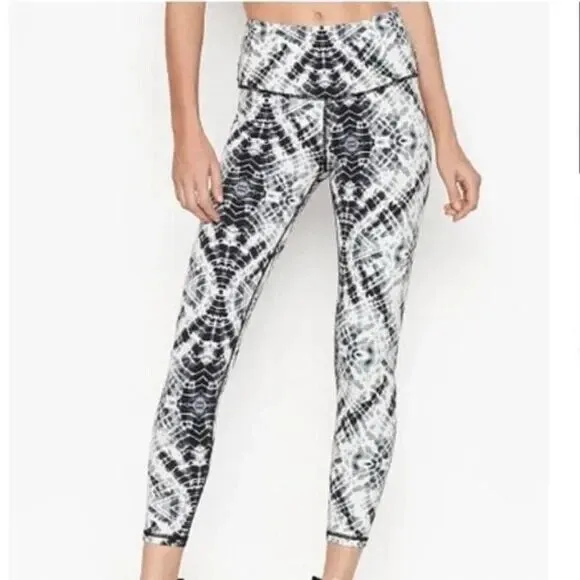 Victoria’s Secret Sport Tie Dye‎ Crop High Waist Leggings Black White Large - Image 2