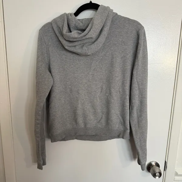 American Eagle Grey Hoodie with Teal Graphic Womens Medium - Image 5
