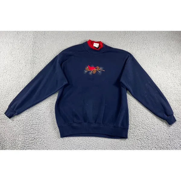 Vintage Cardinal‎ Sweatshirt Women XL 90s Embroidered Mock Neck Grandma Grunge - Image 2
