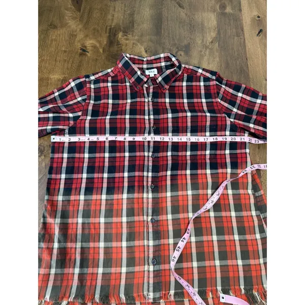 EUC Womens BKE Buckle Shirt Plaid Raw Edge Hem Boho Long Sleeve Button Up size M - Image 5