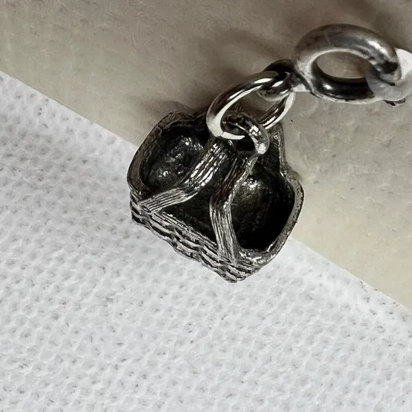 Longaberger Basket Large Market Basket Charm Antiqued Silver Tone NEW - Image 4