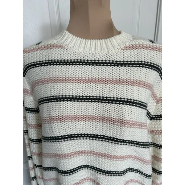 Madewell $98 Cotton Crewneck Sweater Dark Loden Stripe NT643 Size M - Image 6